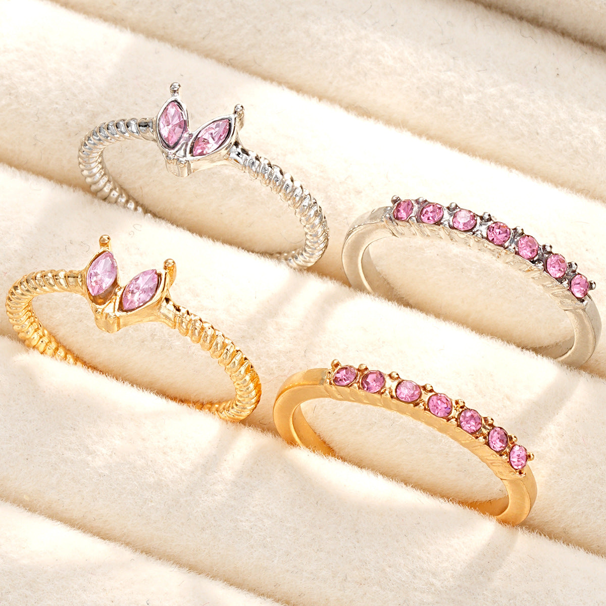 Wholesale Live diamond heart open ring set